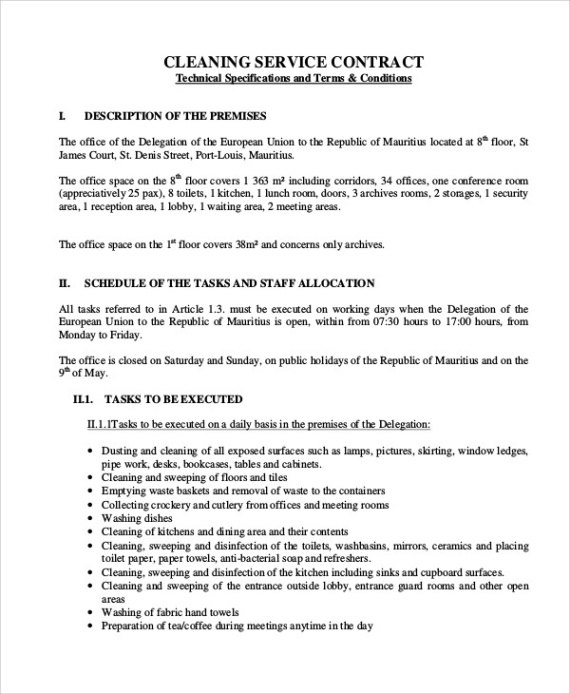 free cleaning business contract template  professional business template cleaning service contract agreement template sample
