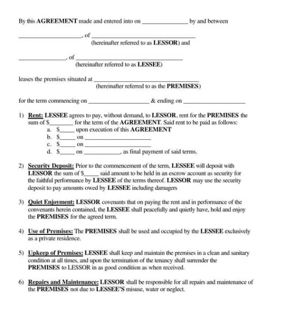 printable free shortterm rental agreement templates word  pdf short term lease contract template example