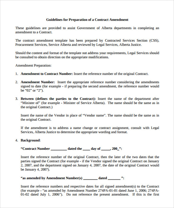 sample 9 contract amendment templates  sample templates contract amendment boilerplate maryland law template example
