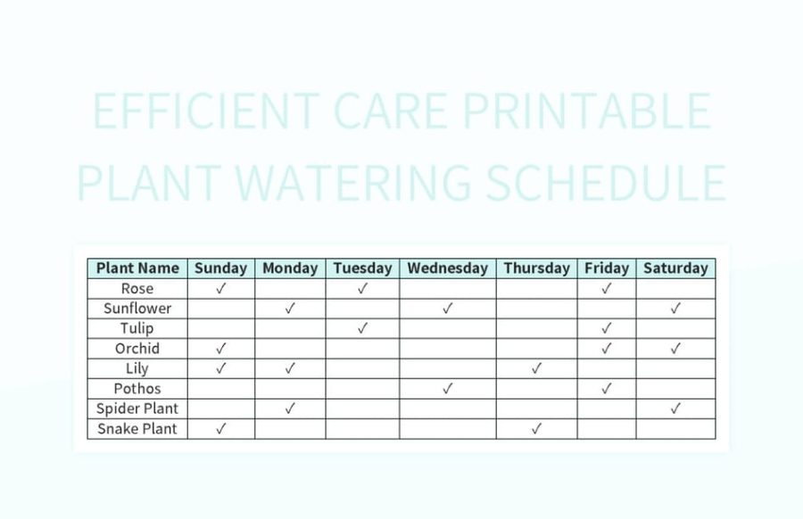 Blank Irrigation Watering Schedule Template Pdf Sample