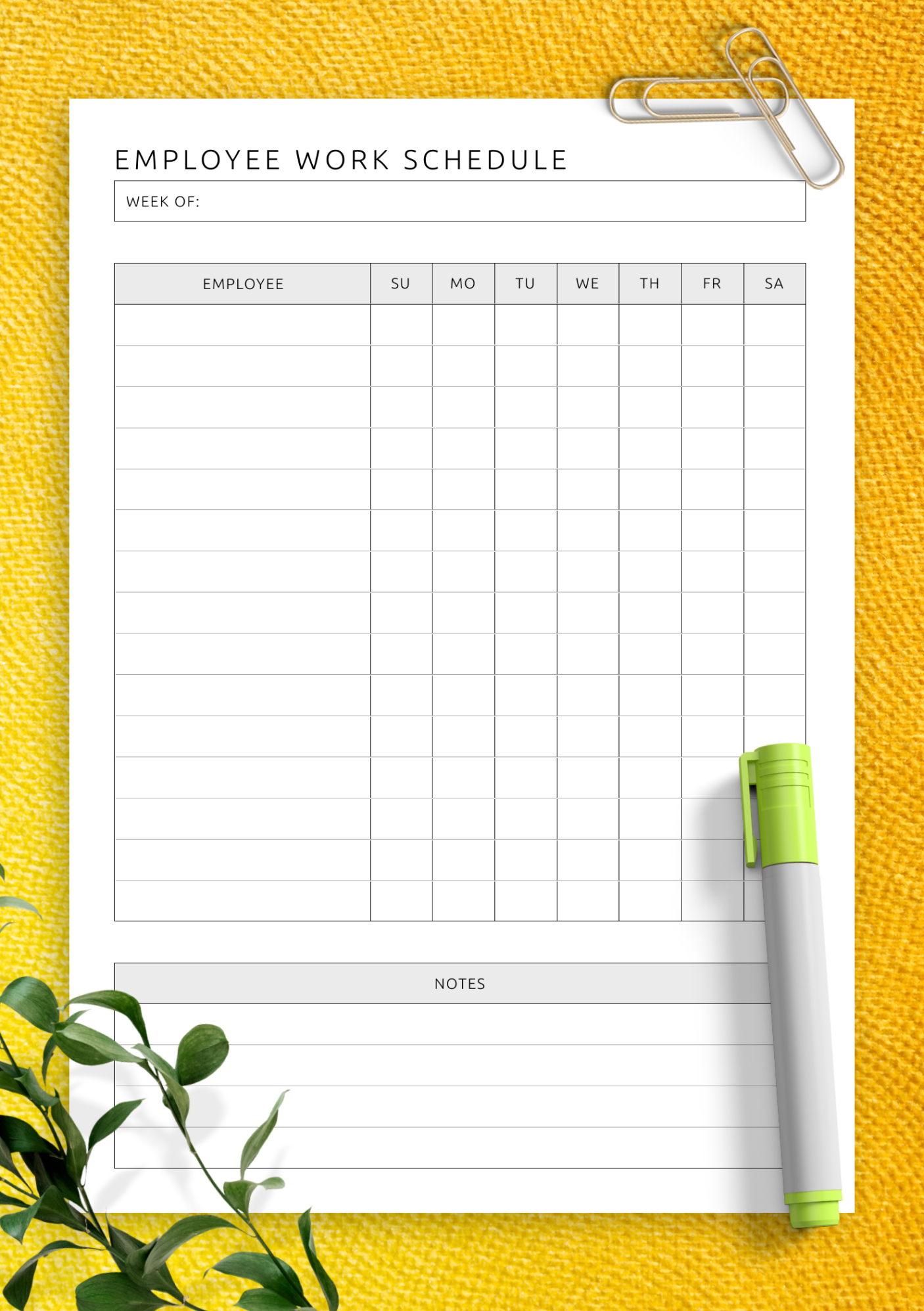Editable Employee Weekly Work Schedule Template Excel Sample