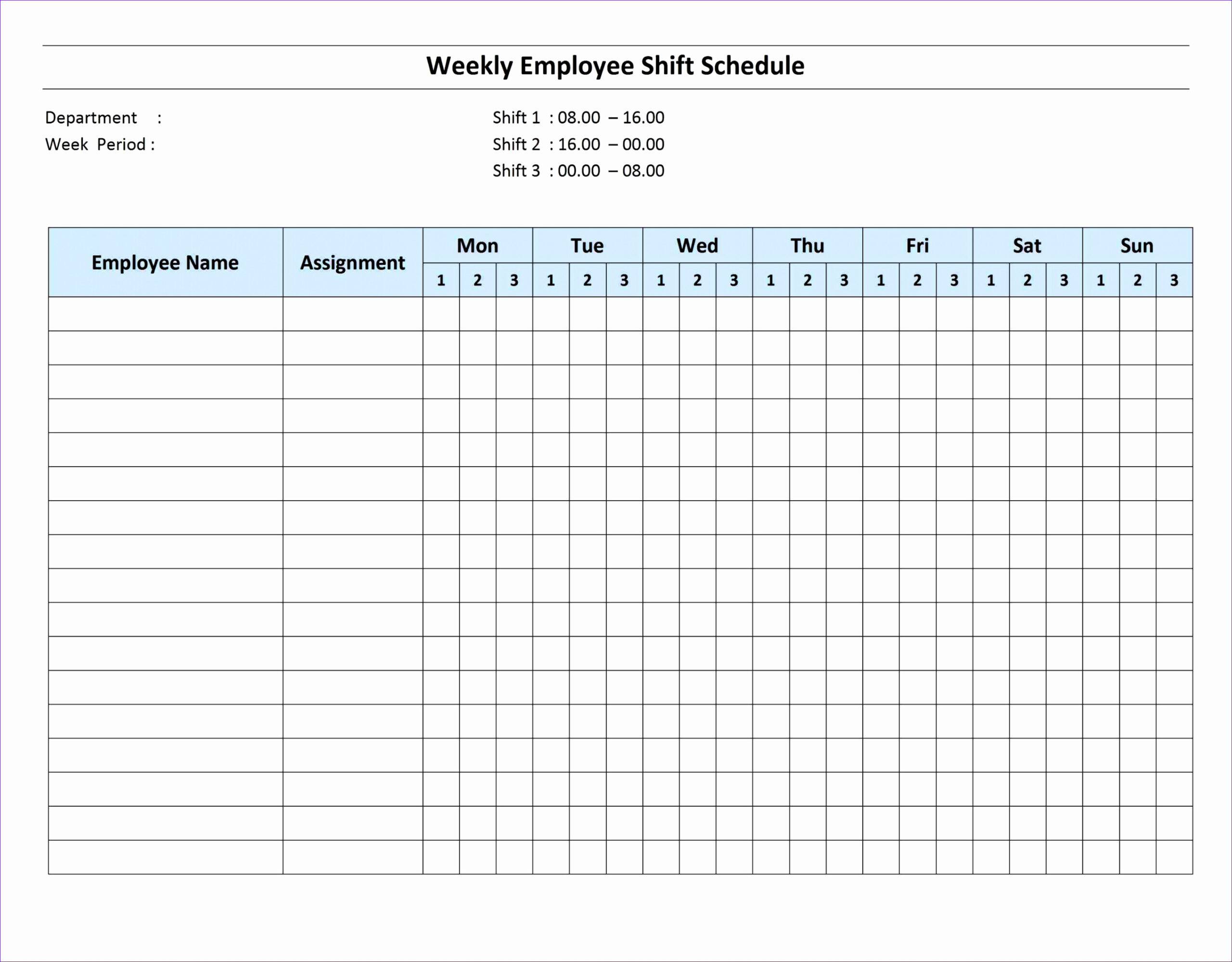 Free Sample Employee Monthly Work Schedule Template Excel