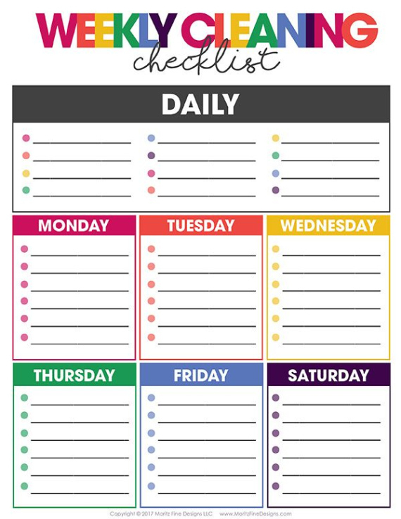 Free Sample Weekly Home Cleaning Schedule Template Word Example